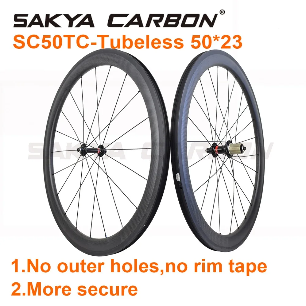 SC50TC-Tubeless cheaper price bike wheelset clincher tubeless no outer holes 50x23mm carbon wheels with Pillar 1423 spoke