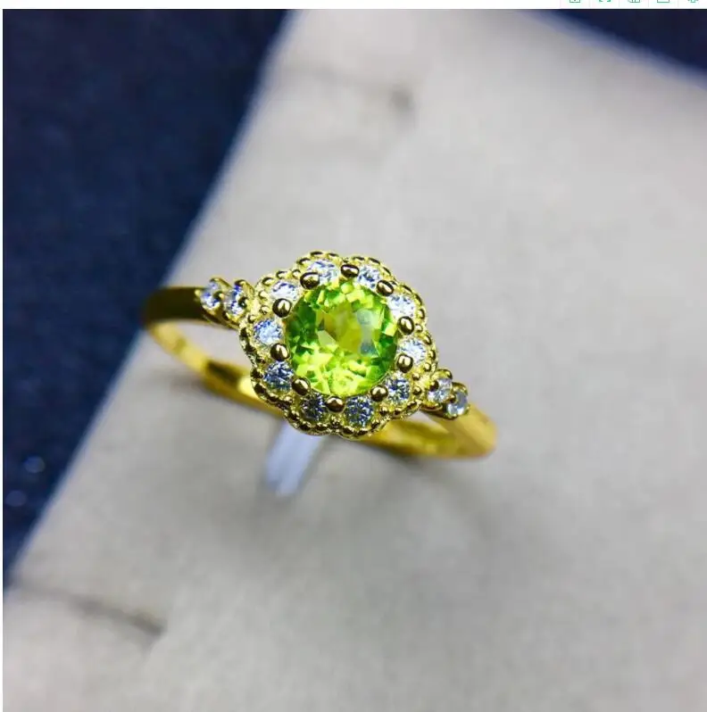 Peridot ring Free shipping Natural real peridot 925 sterling silver Fine jewelry 5mm  gemstone Handworked rings