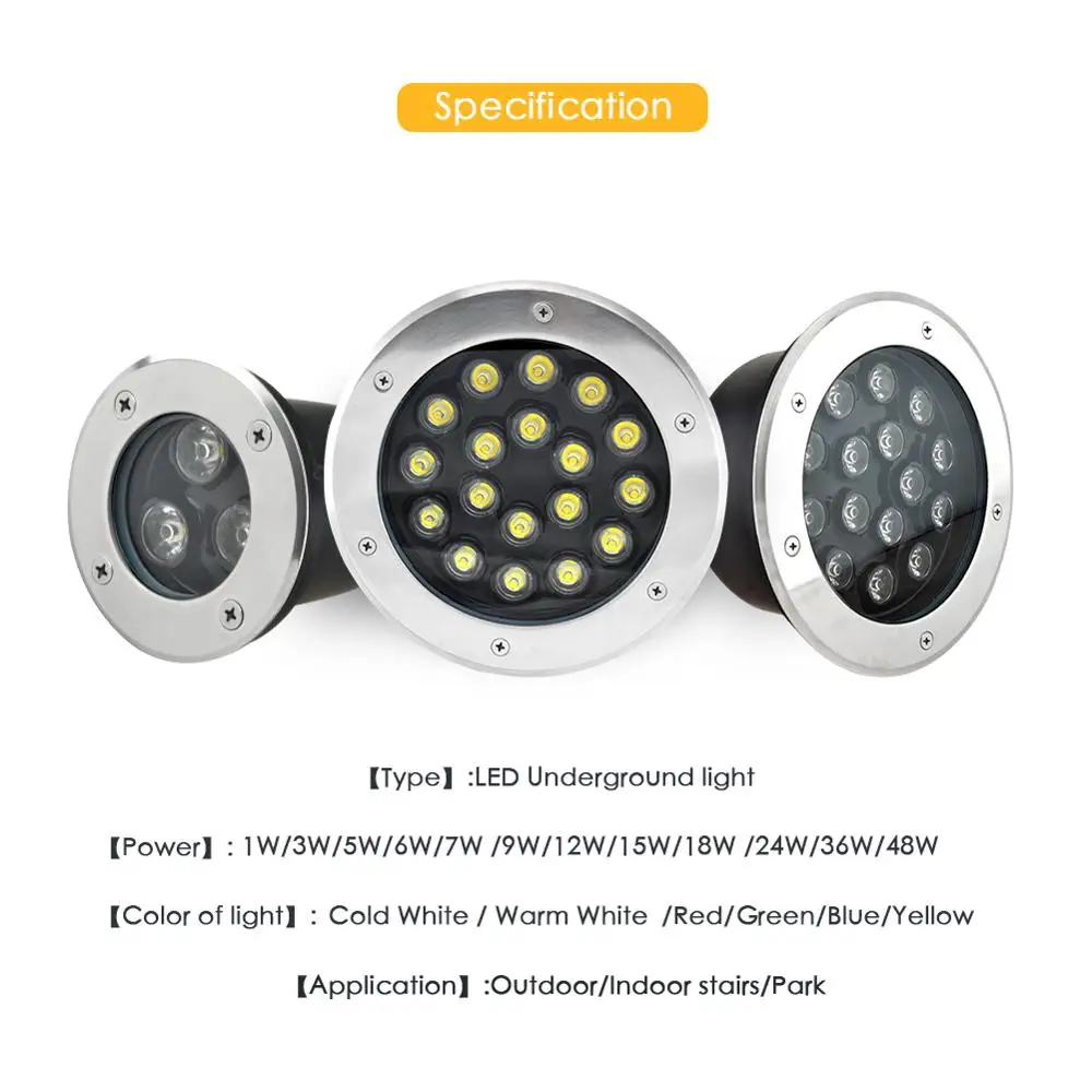 IP68 LED Underground Lamp 6W 9W 12W 15W 18W Recessed Stairs Flood Light Ground Spotlight Waterproof Outdoor Garden 220V 12V 24V