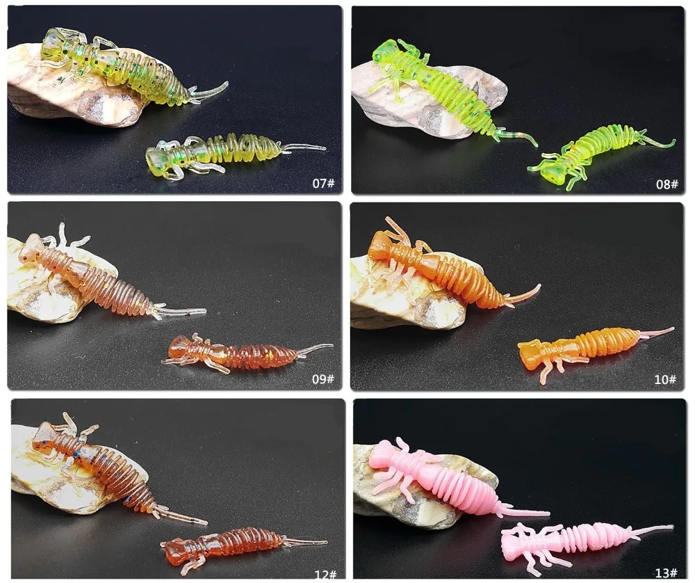 20PCS Dragonfly Soft Fishing Worm 40mm 50mm Lures Jigging Larva Lures Fishing Baits Artifical Tackles Lure