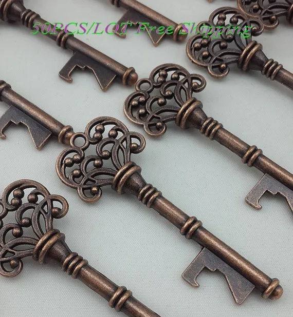 

(50 Pieces/Lot) Newest Wedding souvenirs of Vintage Key Bottle Opener Wedding Favors For Unique Wedding decoration Gift