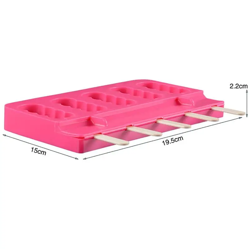 2pcs 5 Cavities Silicone Freezer Ice Cream Mold Candy Bar Making Tool Juice Popsicle Molds Children Tray Ice Cube Maker