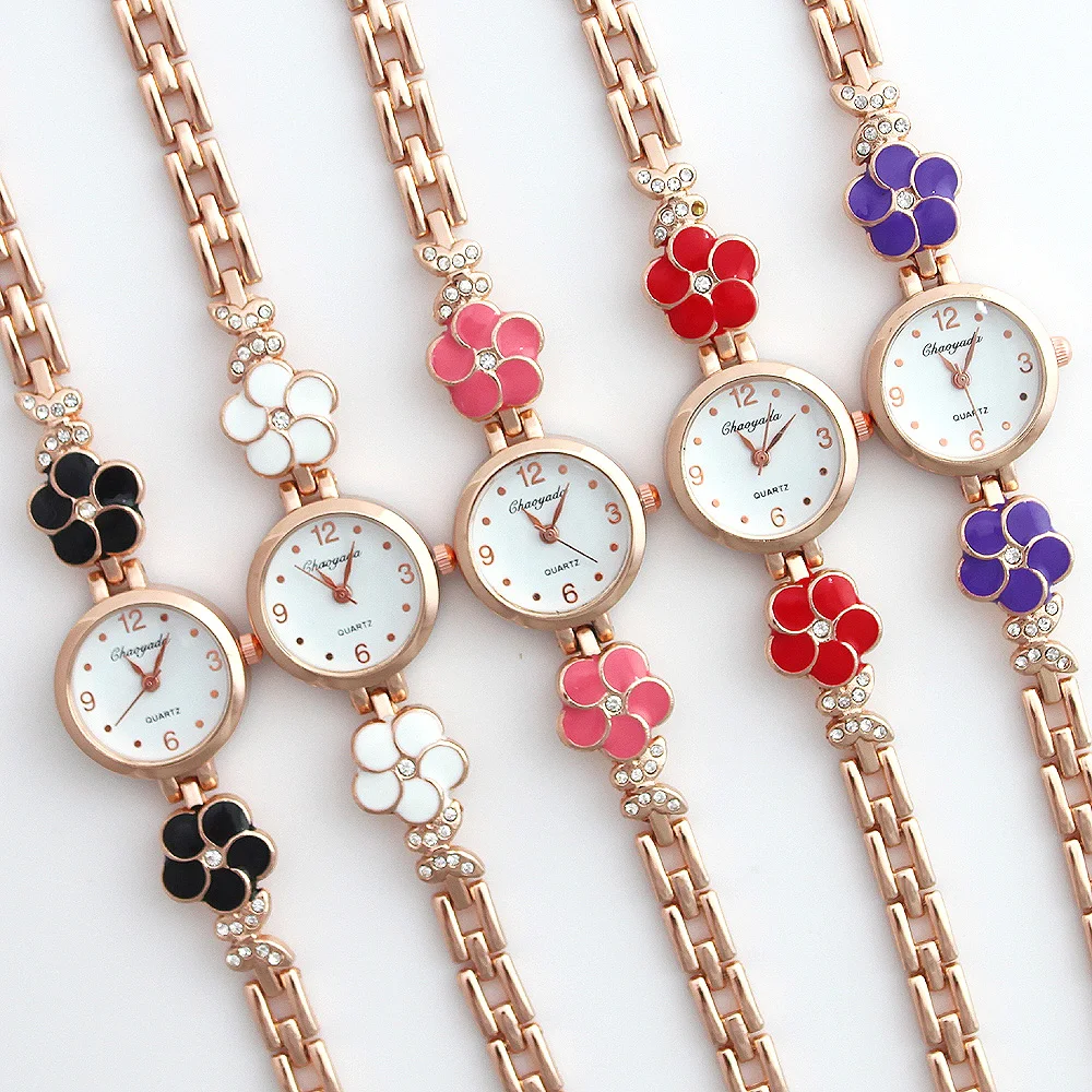 Luxury Fashion Metal Strap High Quality Classic Crystal Butterfly Flowers Watch Novelty Student/women Watch Ladies Bracelet O120