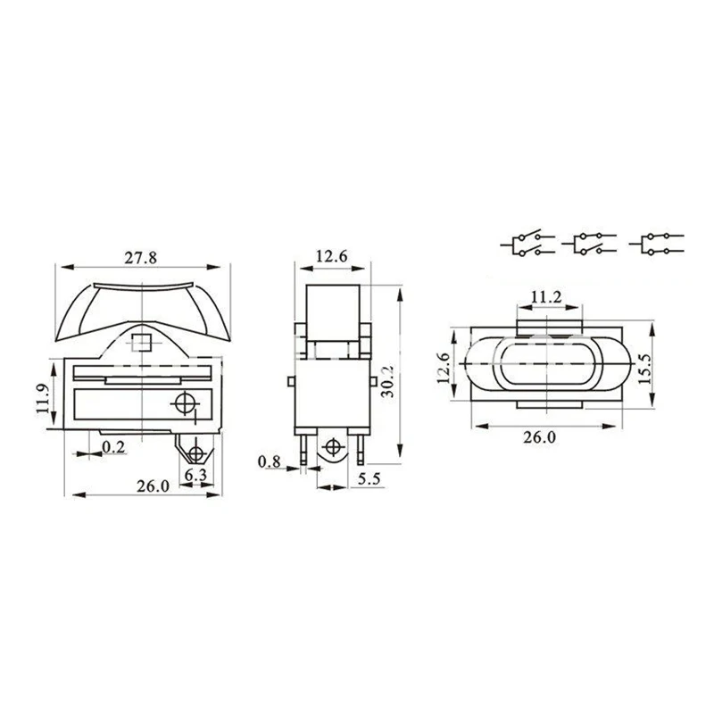 Hair dryer switch,Rocker Switch,3 position ON OFF boat switch