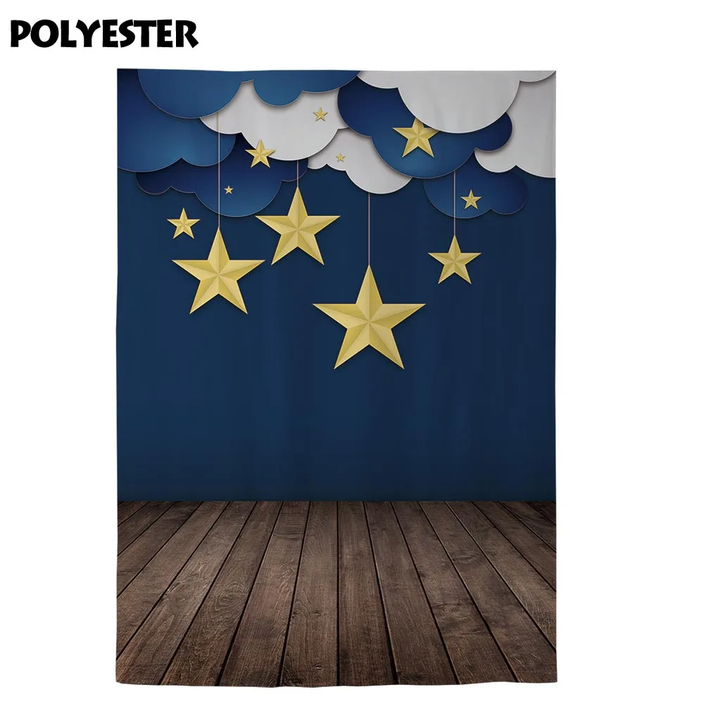 Фон Funnytree для фотосъемки, темно-синий фон для студийной фотосъемки с изображением ночи, звезды, облаков, деревянного фона для детской вечеринки