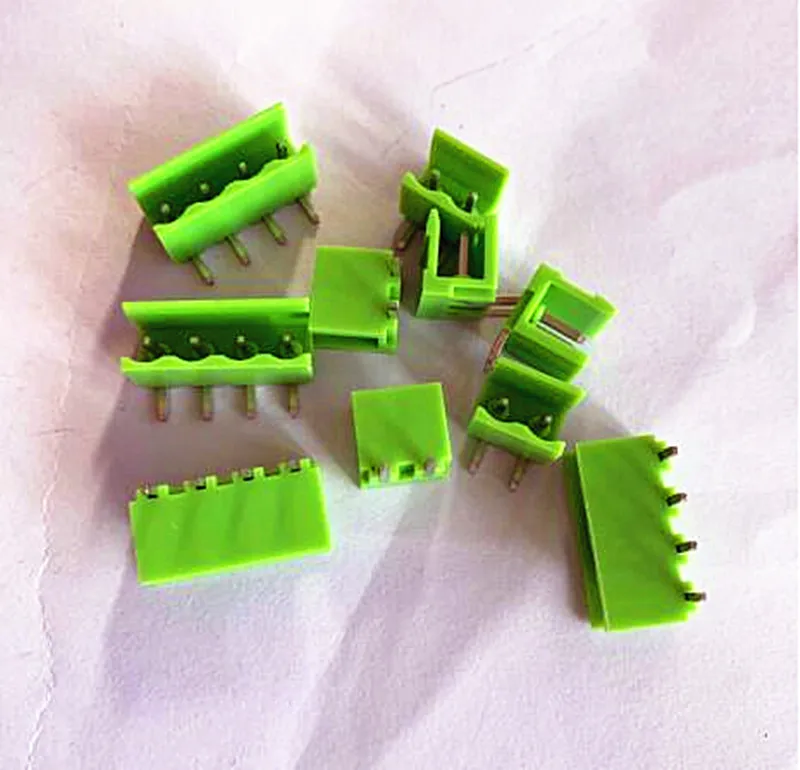 10sets 3.96mm Spacing 2-24p Screw Pluggable Block Terminal Connectors Straight Single /Curved needle seat Row AC 300V 10A Green