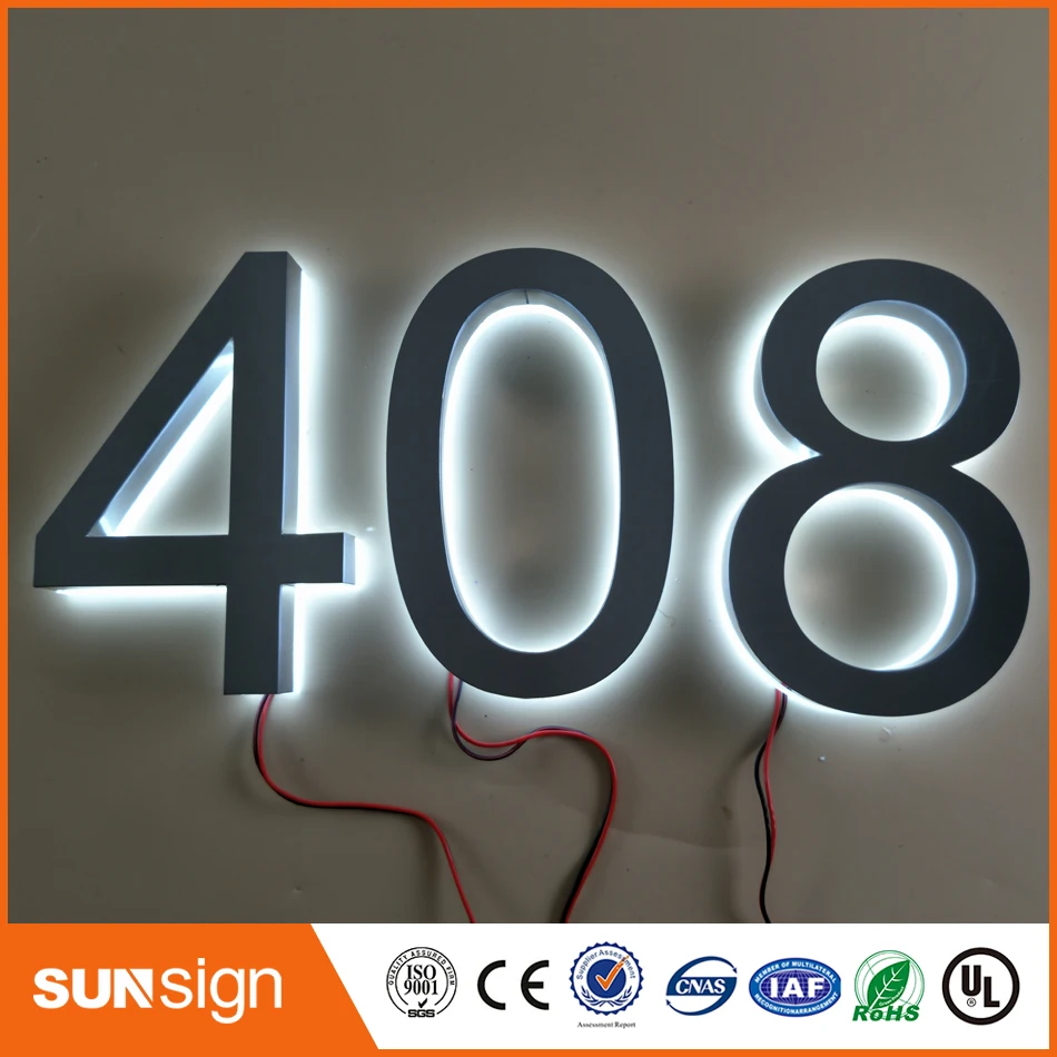 H 30cm Nhà Máy Ổ Cắm ngoài trời kim loại backlit Led chữ ký và Acrylic bảng số hay chữ cái