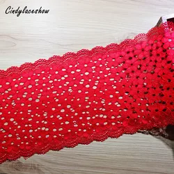 2 yards18cm di larghezza Hollow elastico elasticizzato pizzo Trim biancheria intima accessori di abbigliamento cucito pizzo Applique passamaneria tessuti di pizzo rosso