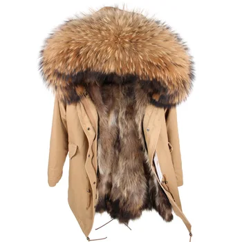 Maomaokong Women Parkas Real Natural Fur Winter Parka Raccoo...