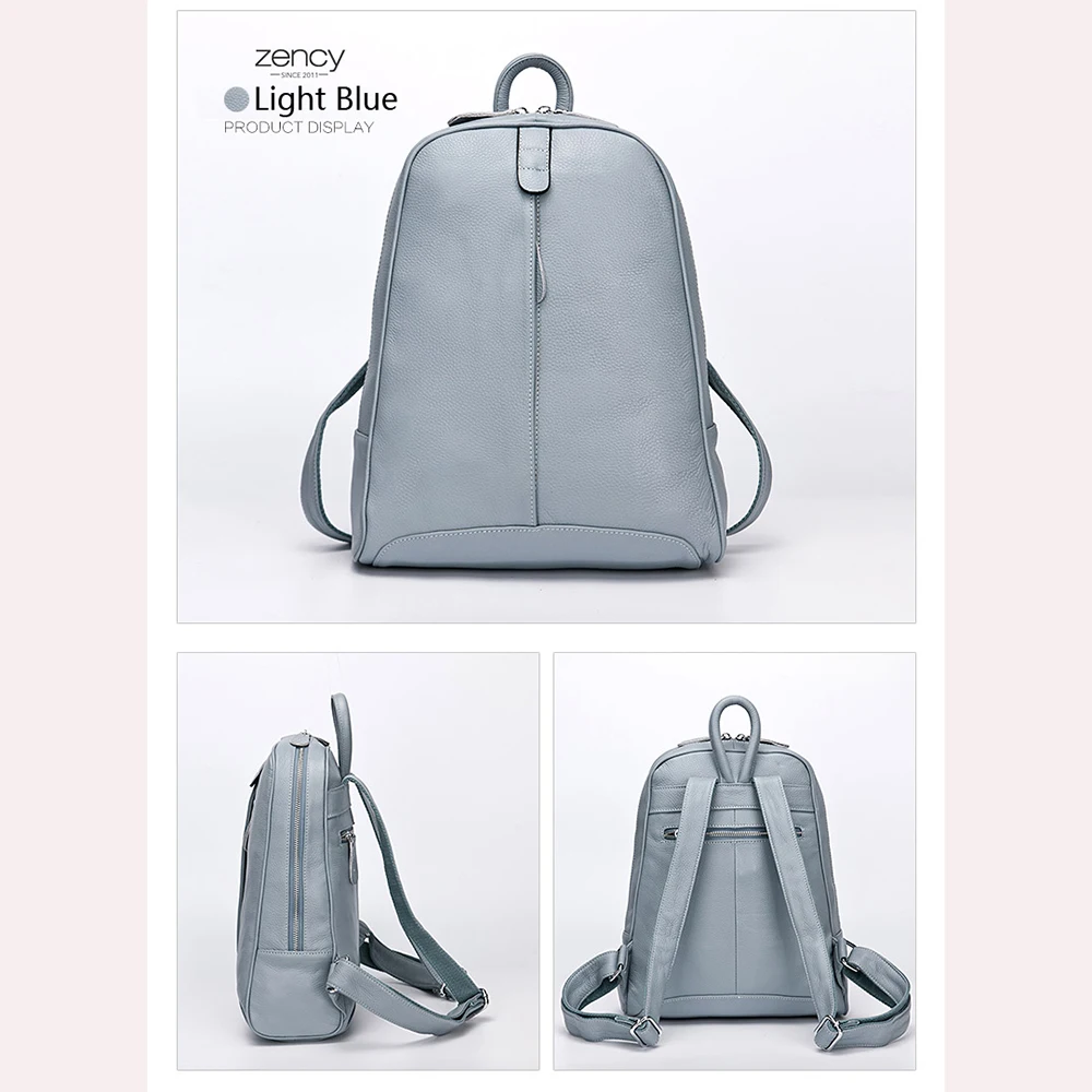 Zency Damen-Rucksack aus 100% Echtleder, Modischer Bronze-Rucksack mit Großer Kapazität und Vielen Taschen, Einfacher Tagesrucksack für die Arbeit – Detail 32