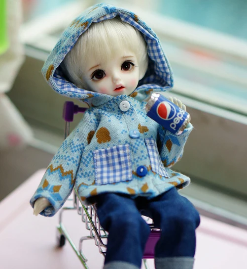 

T02-X643 Best children gift 1/6 bjd dolls Accessories handmade clothes Blue Snowflake Hooded Jacket 2pcs/set