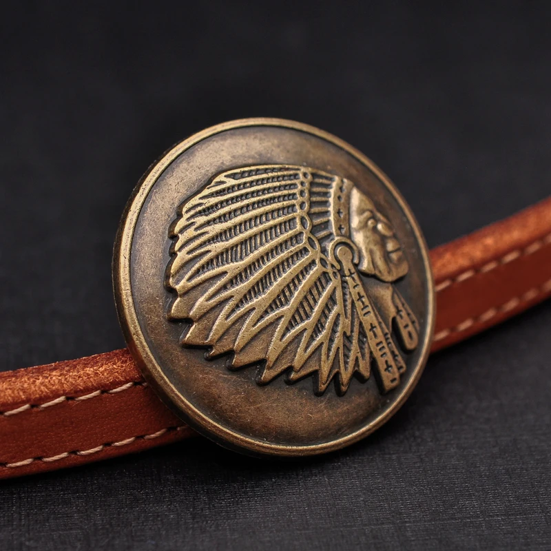 35mm10pcs Heavy Brass Southeast Tribal Indian Chief Head Leathercraft Saddles Conchos for Purse Wallet Belt Decor Screw Back