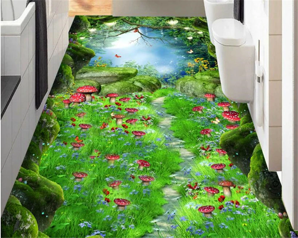 beibehang Creative aesthetic wallpaper magic dream forest path 3d  flooring  three dimensional painting papel de parede behang