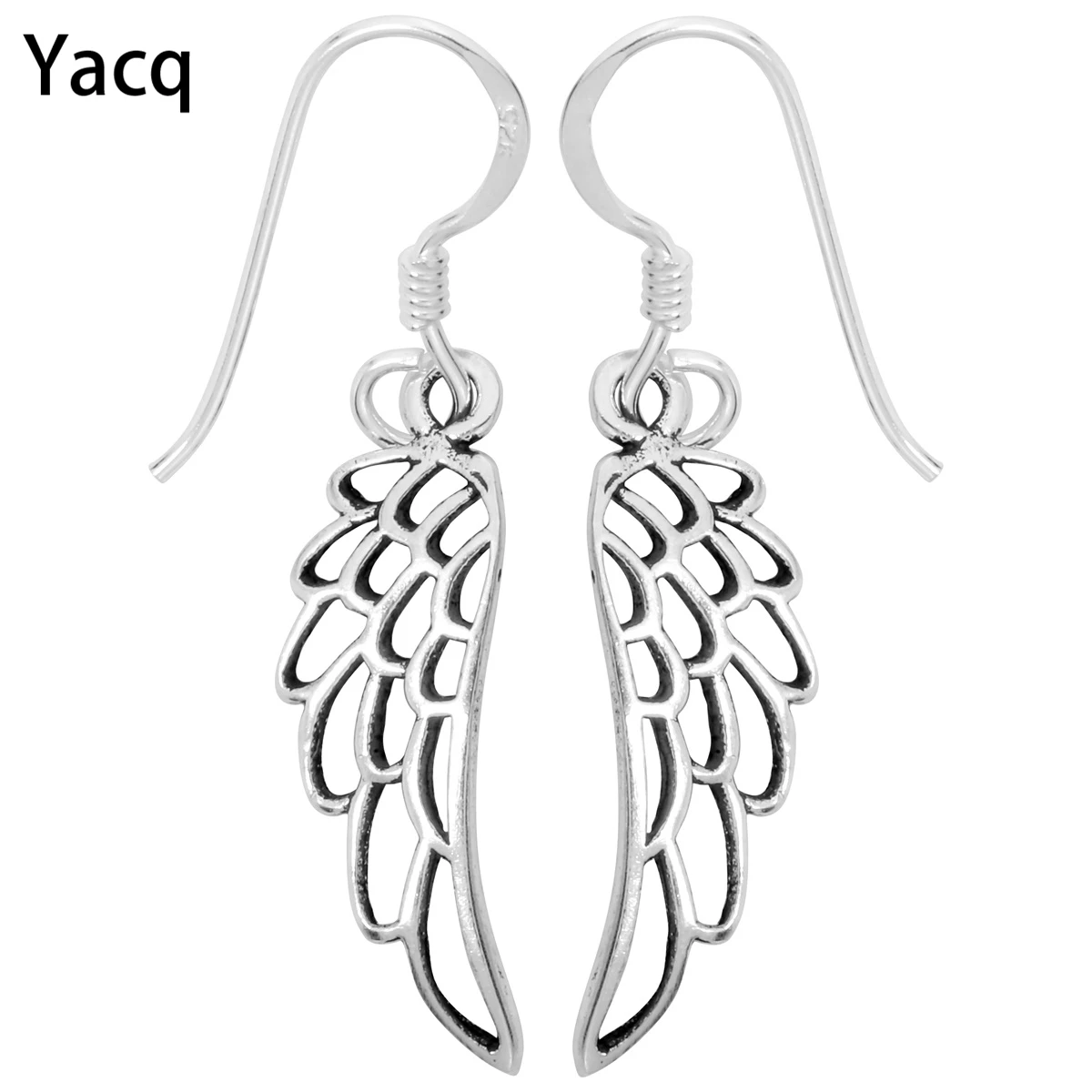 Yacq Guardian Angel Wing 925 Sterling Silver Dangle Drop Earrings Women Girls Biker Fine Jewelry Gift Mom Her Dropshipping CE142