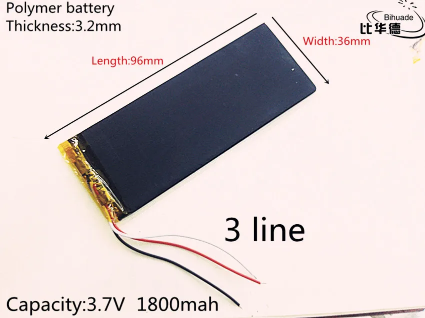 1pcs 3 line 3.7V 1800mAh 323696 Lithium Polymer Li-Po li ion Rechargeable Battery cells For Mp3 MP4 MP5 GPS PSP mobile bluetooth