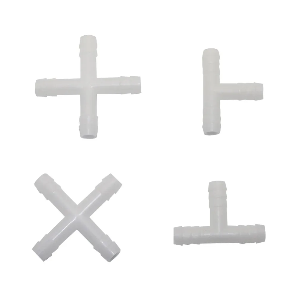 השקיה בטפטוף 10 mm צינור מפצלי טי, צלב צינור מתאם עם עקיצה גן השקיה מים מהיר מחברים 100 Pcs