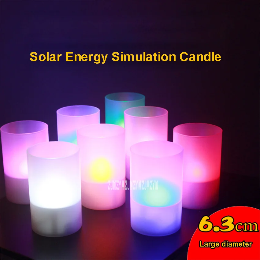 50pcs/lot New Creative Solar Electronic Simulation Candle Bar Decorations Solar Charging Light Control LED Romantic Night Light