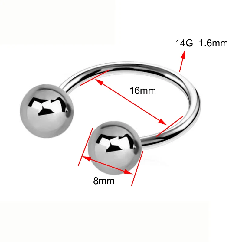 1 Piece Big Ball Stainless Steel CBR Ear Flesh Tunnel Hoop Sexy Rings Lip Horseshoe BCR Nose Rings Body Piercing Jewelry