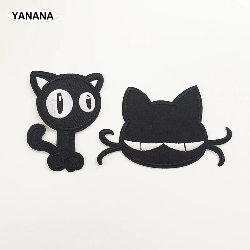 

black Cat Animal Embroidered Patches For Clothing Iron On For Shoes Bags Embroidery