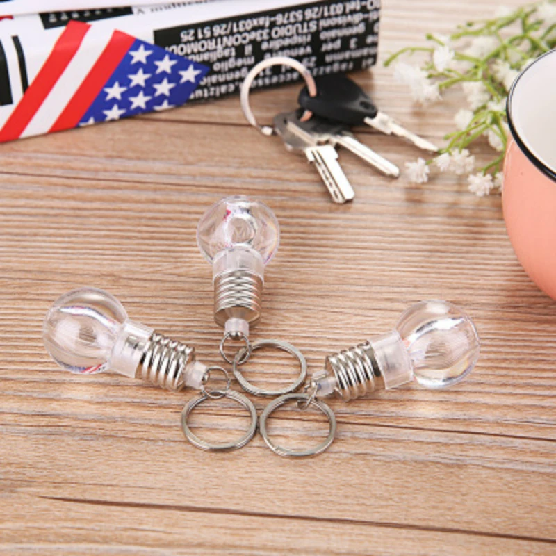 CHICLITS Colorful Mini Bulb LED Colorful Flash Night Light Keyring Small Gift Glow Toy Unbreakable Light Bulb Keychain