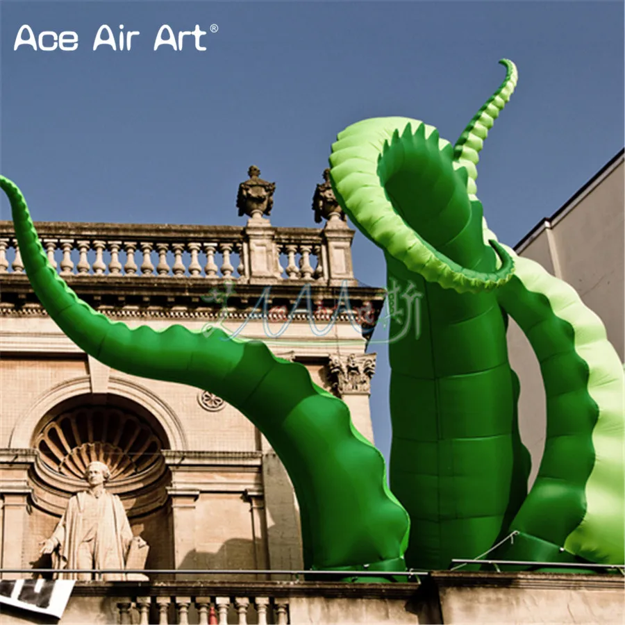 Gaint green inflatbale octopus tentacles/scary octopus feet with blower for Halloween event /outdoor rooftop decaration