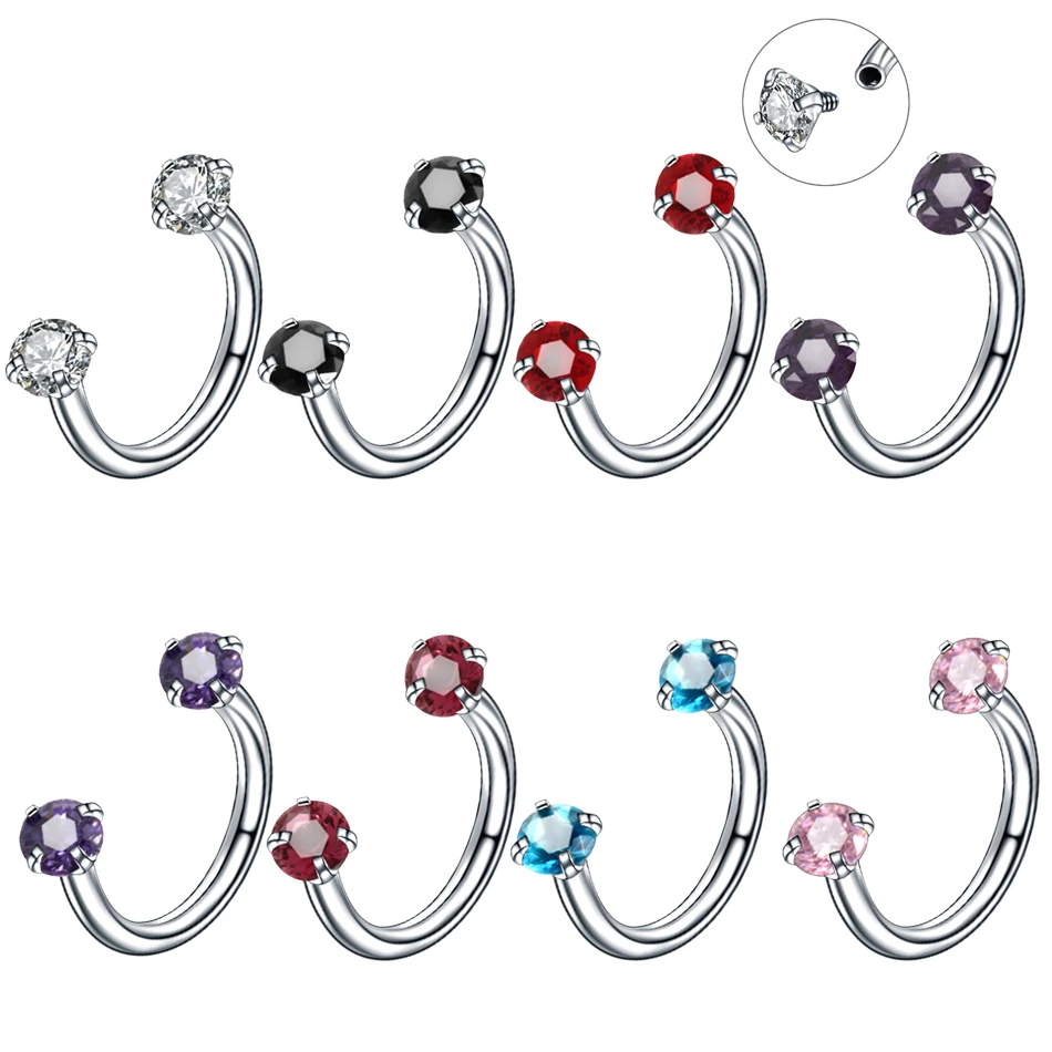 1PC Steel Earring Internal Piercing Septo Nose Lip Eyebrow Ear Septum Cartilage Helix Captive Hoop Rings Piercing Jewelry