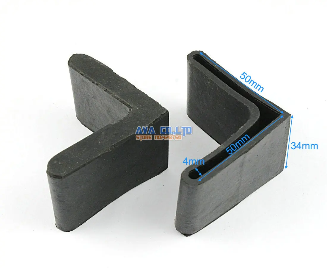 12 Pieces 50 x 50mm L Shape Furniture Feet Rubber Cover Angle Feet Pad Black