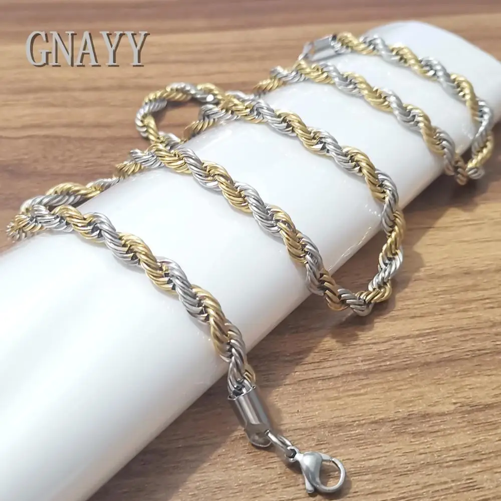 Huge 5mm 24 inch stainless steel fashion treny jewelry necklace rope chain for mens women