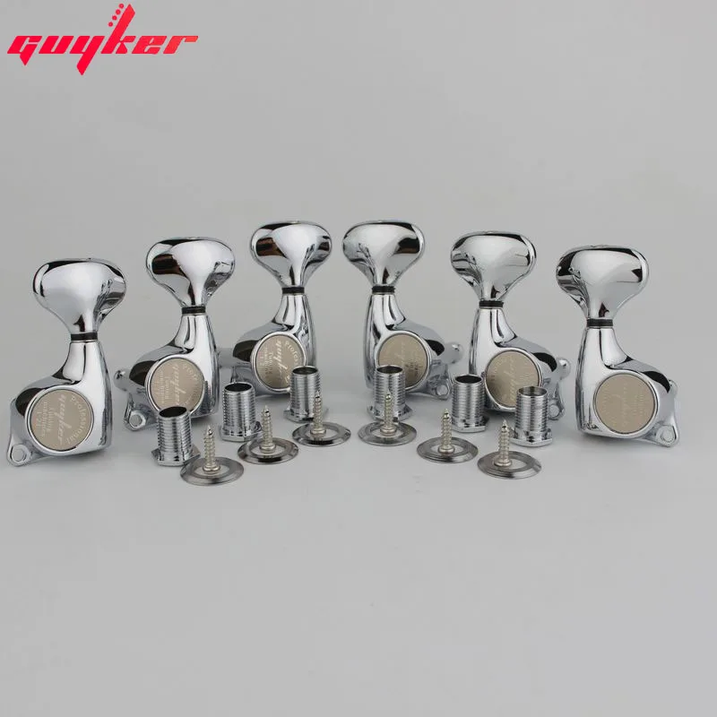 Guyker 3R3L Guitar Machine Heads 1:21 Sealed Tuning Key Pegs Tuners Set Replacement for ST TL SG Style Electric Guitars Chrome