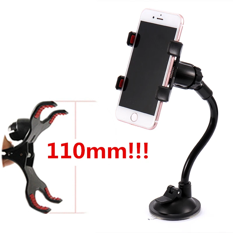 110mm Strong Car Phone Holder Flexible Tube 360 Rotatable Car Phone Holder Windshield Dashboard Car Holder Stand Mount Display