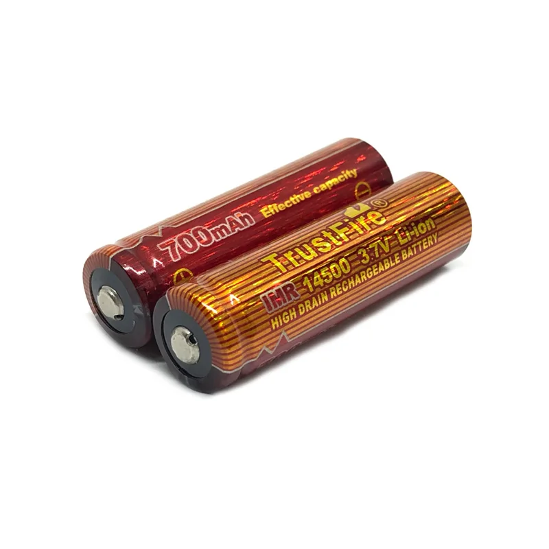 

2PCS/LOT TrustFire IMR 14500 3.7V 700mAh Rechargeable Lithium-ion Battery High Drain Batteries Cell For Led Flashlights Torches