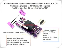 NEW 1PCS/LOT ACS758LCB-100U ACS758 ACS758-100 ACS758LCB 100U  120 kHz bandwidth DC: 0-100A 0.04V/1A