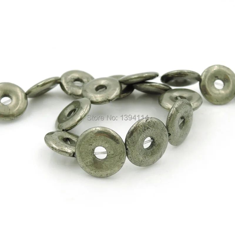 Natural Pyrite Ring Bead Of Different Sizes For Making Bracelet Or Necklace DIY Jewelery 15.5 Inches Full Strand