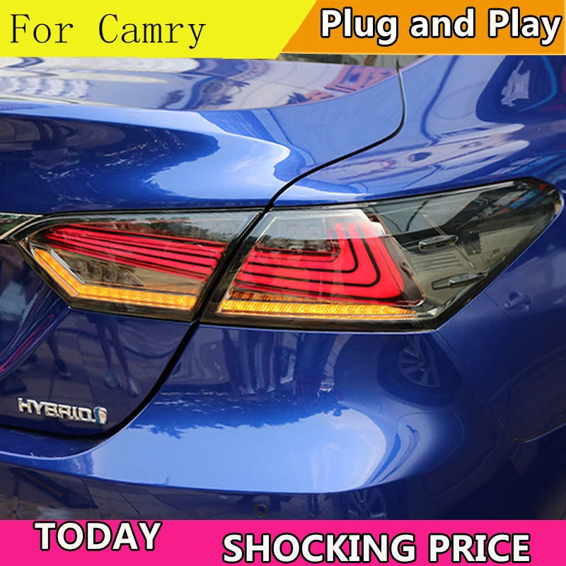 Car Styling for 2018 Toyota Camry Taillights Camry LED Tail Lamp Rear Lamp DRL+Dynamic Turn Signal+Brake+Reverse taillight 4pcs