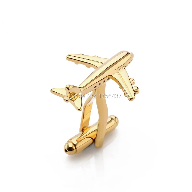 Lepton Brand Plane Cufflinks for mens Gold & Silver Color Fashion Airplan Men Shirt Cuffs Cuff links Formal Business Wedding