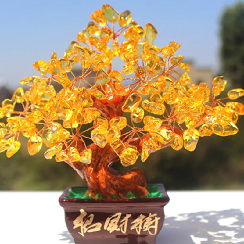 

Natural yellow crystal Christmas tree stone mineral natural crystal crystal products Christmas tree home wedding decorations