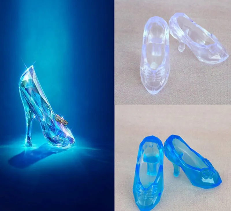 

1 Pairs Crystal Shoes For 11" Girl Cinderella Doll Accessories Blue White