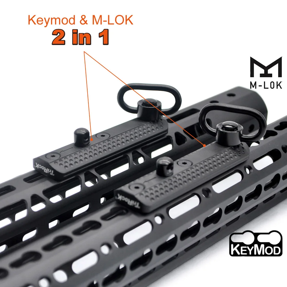 Aplus Aluminium Black Adapter Mount Sling Stud dengan 1.25 ''QD Sling Swivel Set untuk Keymod/M-lok Mount System Adaptor