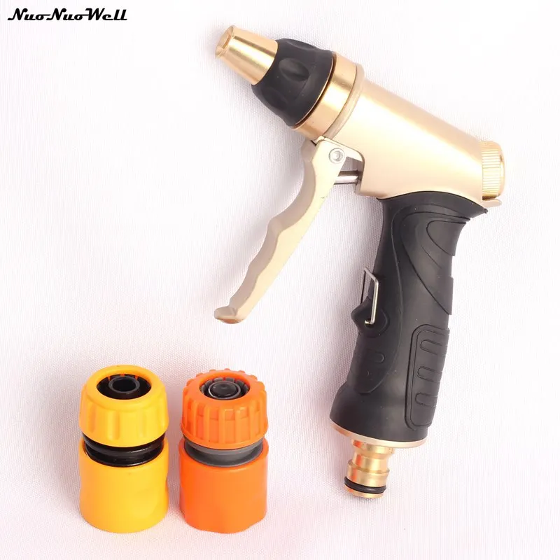 

Newest High Pressure Pure Copper Golden Water Gun Multi Function Easy Install Garden Water Hose Car Washing Metal Sprayer Gun