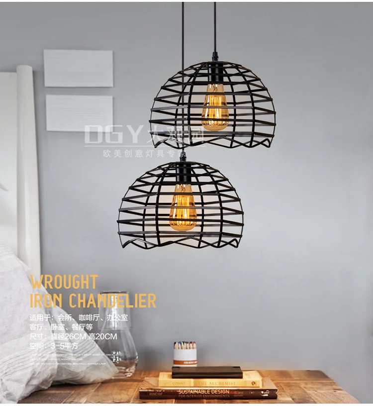 

Retro Brief Retro American Country Inudstrial Loft Iron Mesh Pendant Lamp Clothing Dinning Room Home Decor Lighting Fixture