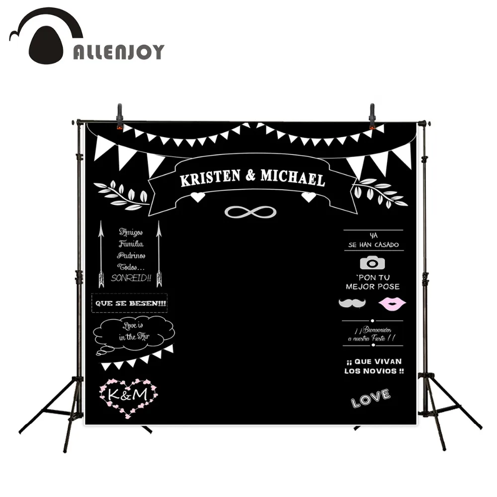 Allenjoy Wedding Backdrops Styles Blackboard for Photo Studio Wedding chalk Background Photography customized size Name Date