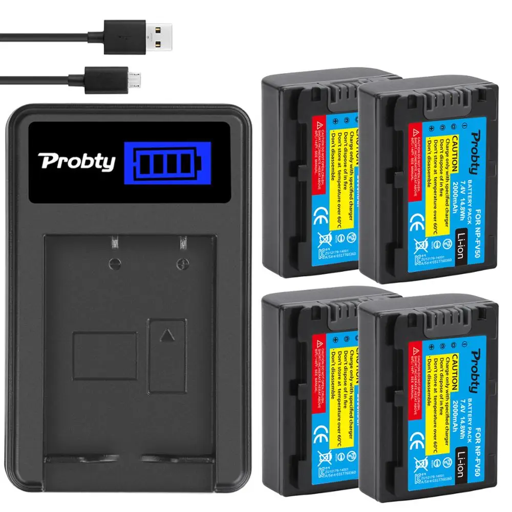 Pour SONY distillé FV50 batterie NP-FV50 + chargeur LCD Pour SONY HDR XRcape E XR350E CXcape E CX350E CX150E DCR SR68E SX83E SX63E SX43E CX230