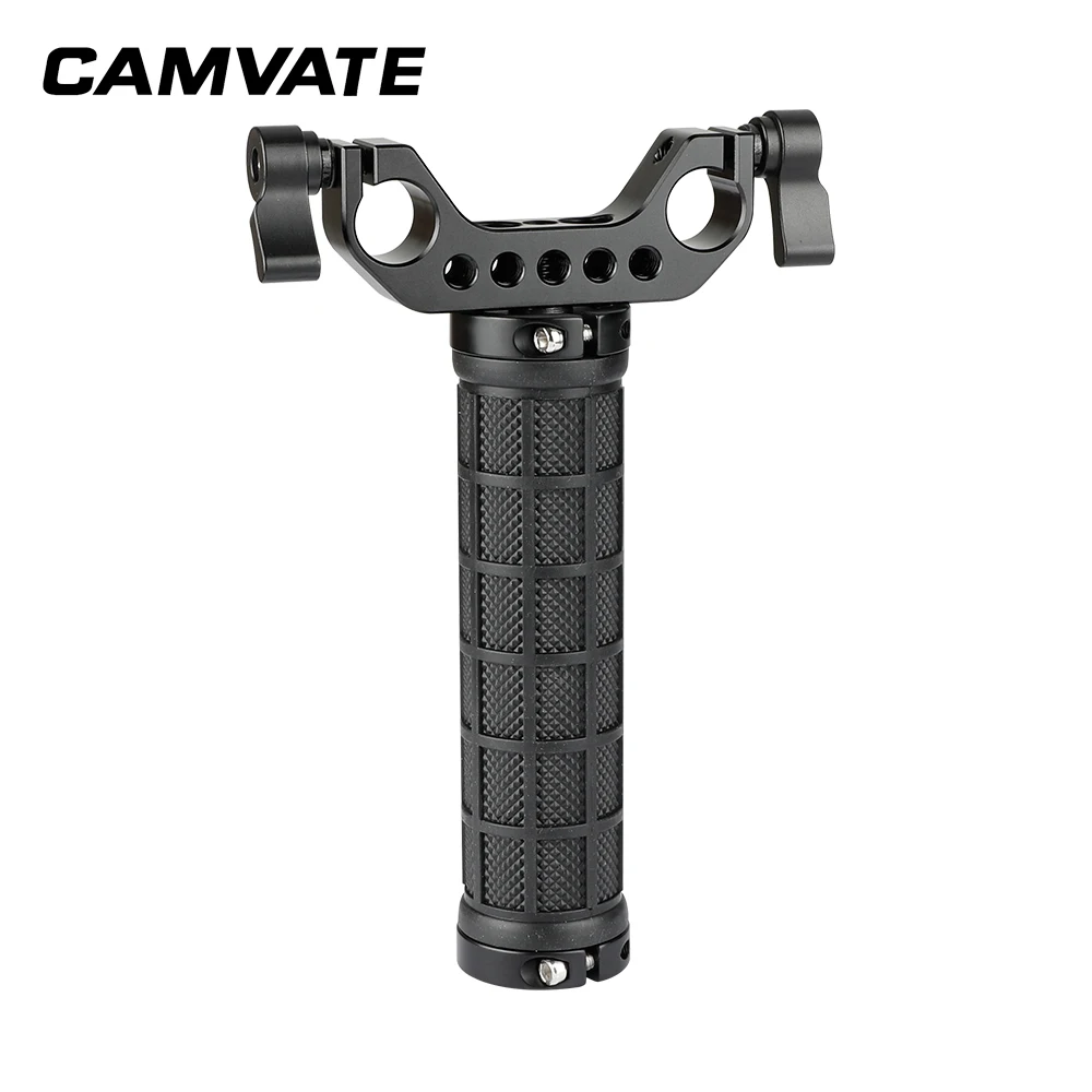 CAMVATE المطاط العالمي مقبض قبضة مع معيار 15 مللي متر مزدوجة قضيب المشبك ل DSLR كاميرا 15 مللي متر الكتف جبل تلاعب دعم نظام