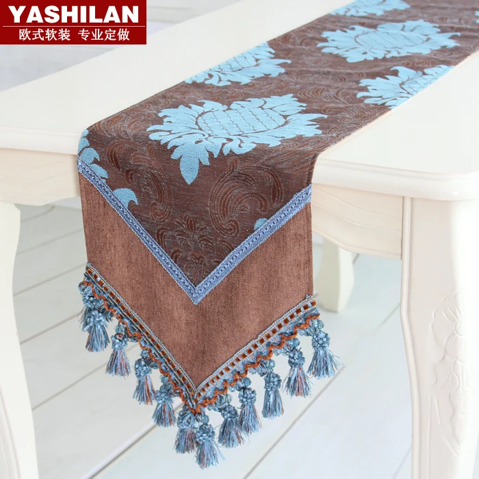 European high-grade luxury table runner blue Mediterranean rustic coffee table fashion simple table runner table cloth