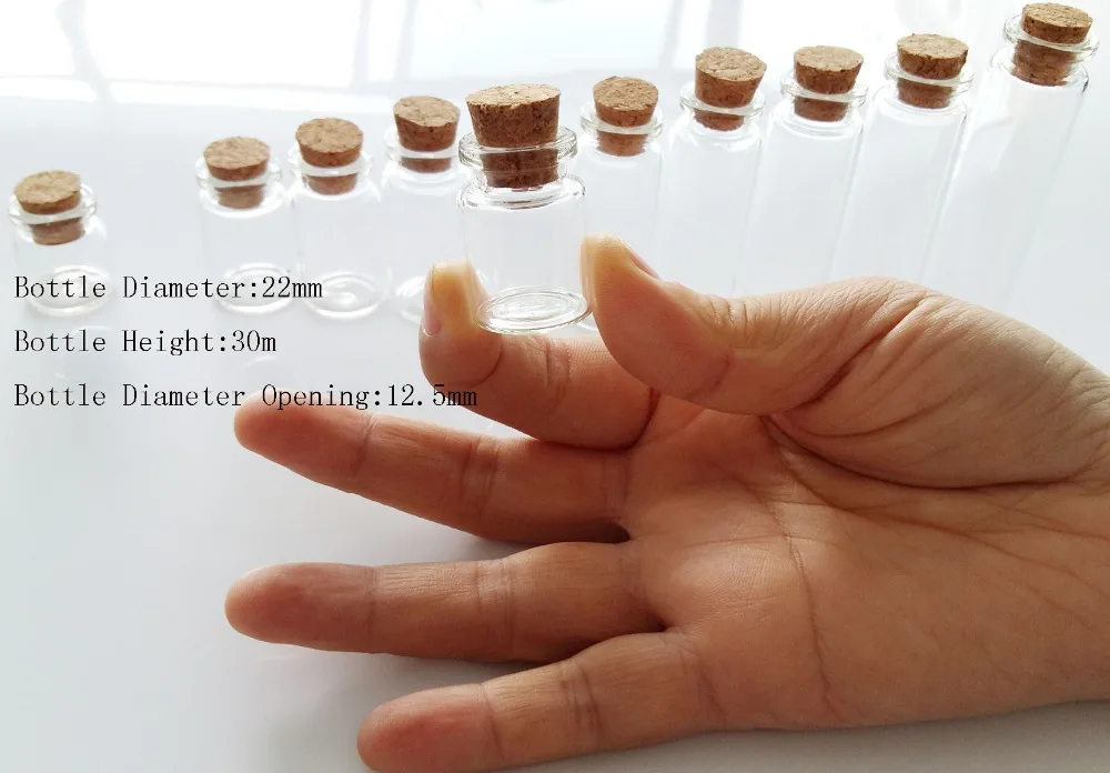 10pcs 5ml small glass vials with cork tops bottles Little empty jars 22*30mm