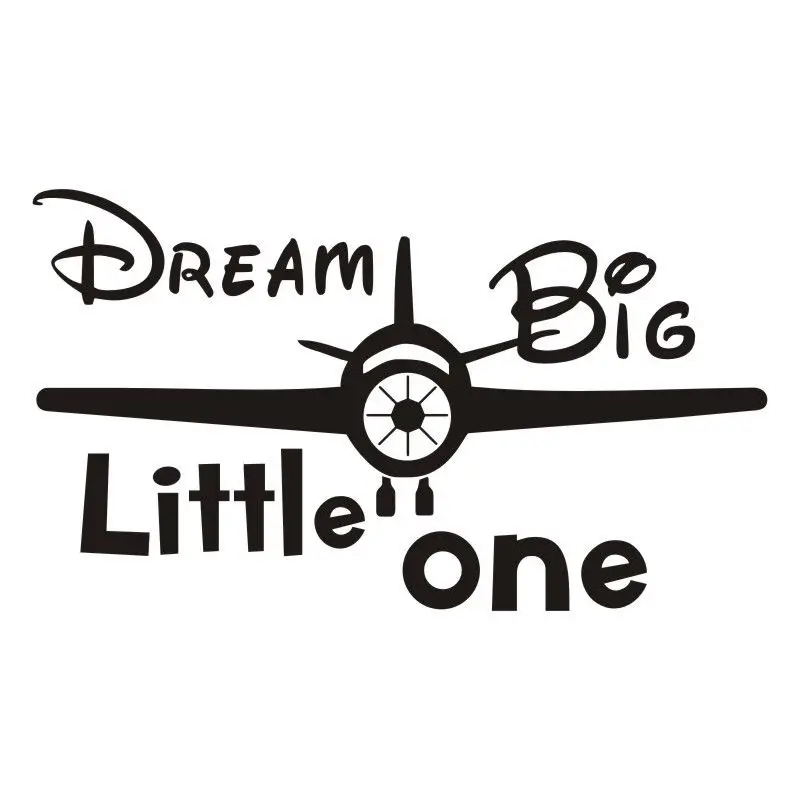 Cartoon Airplane Vinyl Wall Decals Dream Big Little One Quotes Wall Decals Boy Nursery Decal Removalbe Decor Baby Room H287