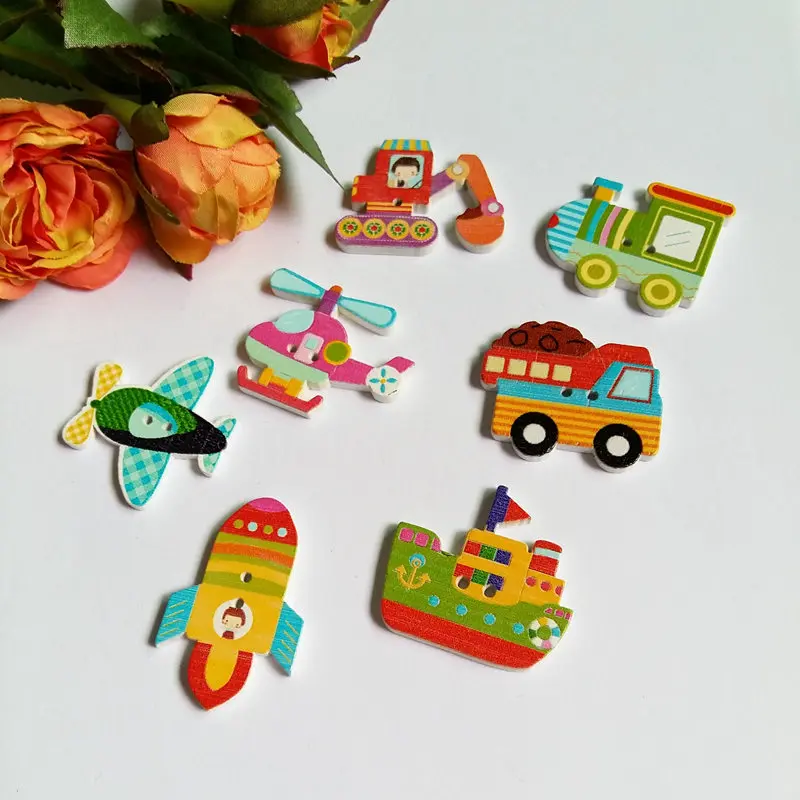 30pcs mixed Style Children Button DIY handmade decorative buckle cartoon wooden buttons wooden sewing button