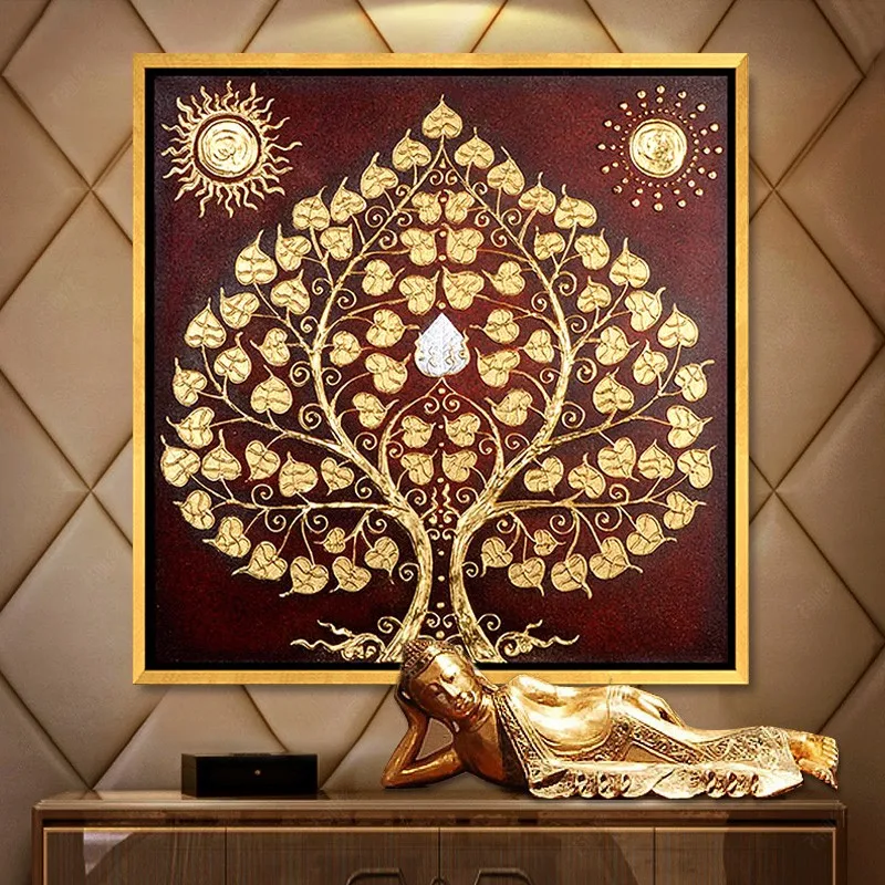 

Southeast Asia Living Room Diamond Painting Cross Stitch Entrance Thailand Style Diamond Embroidery Auspicious Bodhi Tree