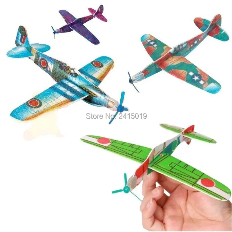 Free ship 48x DIY polystyrene world war 2  hand throw flying glider planes kids party toys games favors bag pinata stock fillers