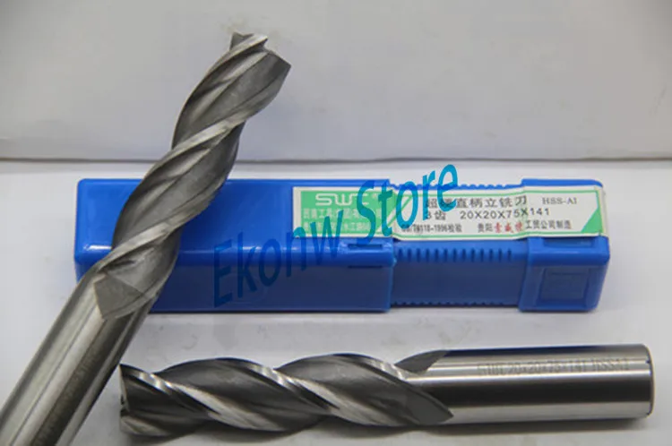 1pc 19mm 20mm 22mm 25mm Extended lengthening Long three Three 3 Flute HSS End Mill Cutter CNC Bit Milling Cutter Extra Long